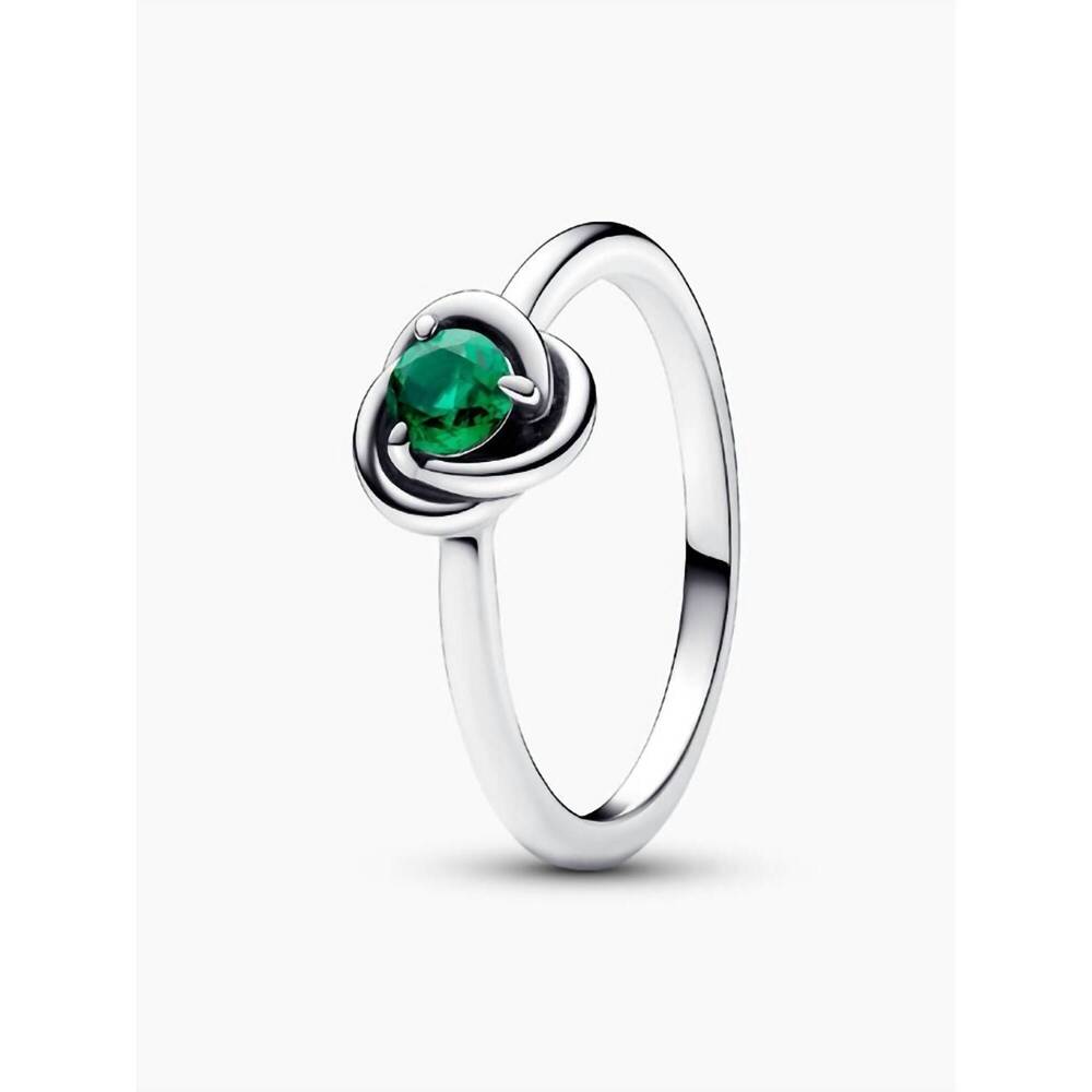 NEW PANDORA women's may eternity circle ring in royal green crystal